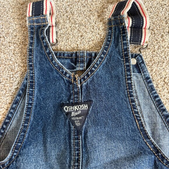 Oshkosh B'Gosh Jean Denim Overalls Canvas Straps Kids Toddler Size 3T - Picture 8 of 10